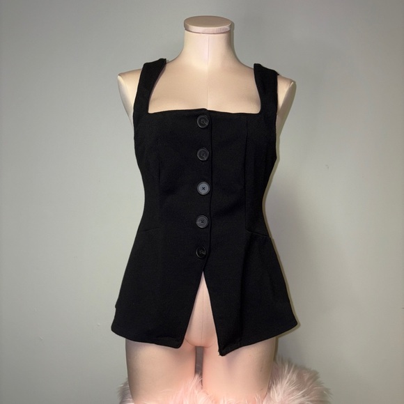 Anthropologie Maeve Fitted Button-Front Square-Neck Vest in Small - Picture 4 of 8